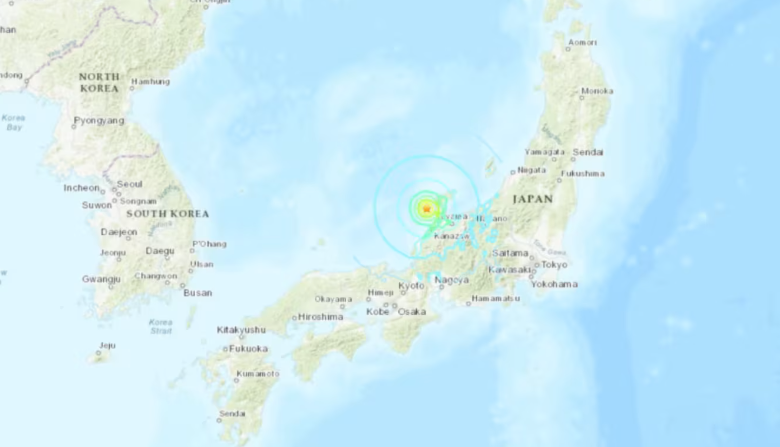 日本石川县近海发生6.6级地震